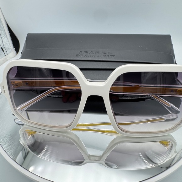 Isabel Marant Oversized Square Sunglasses White Yellow Gradient Grey IM 0163/S main image 10